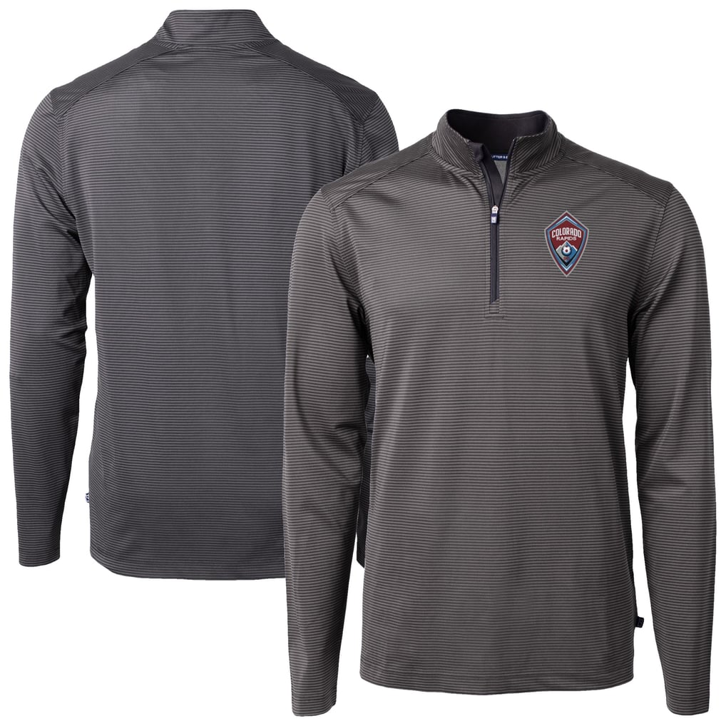 Colorado Rapids Cutter & Buck Virtue Eco Pique Micro Stripe Recycled Quarter-Zip Pullover Top - Black